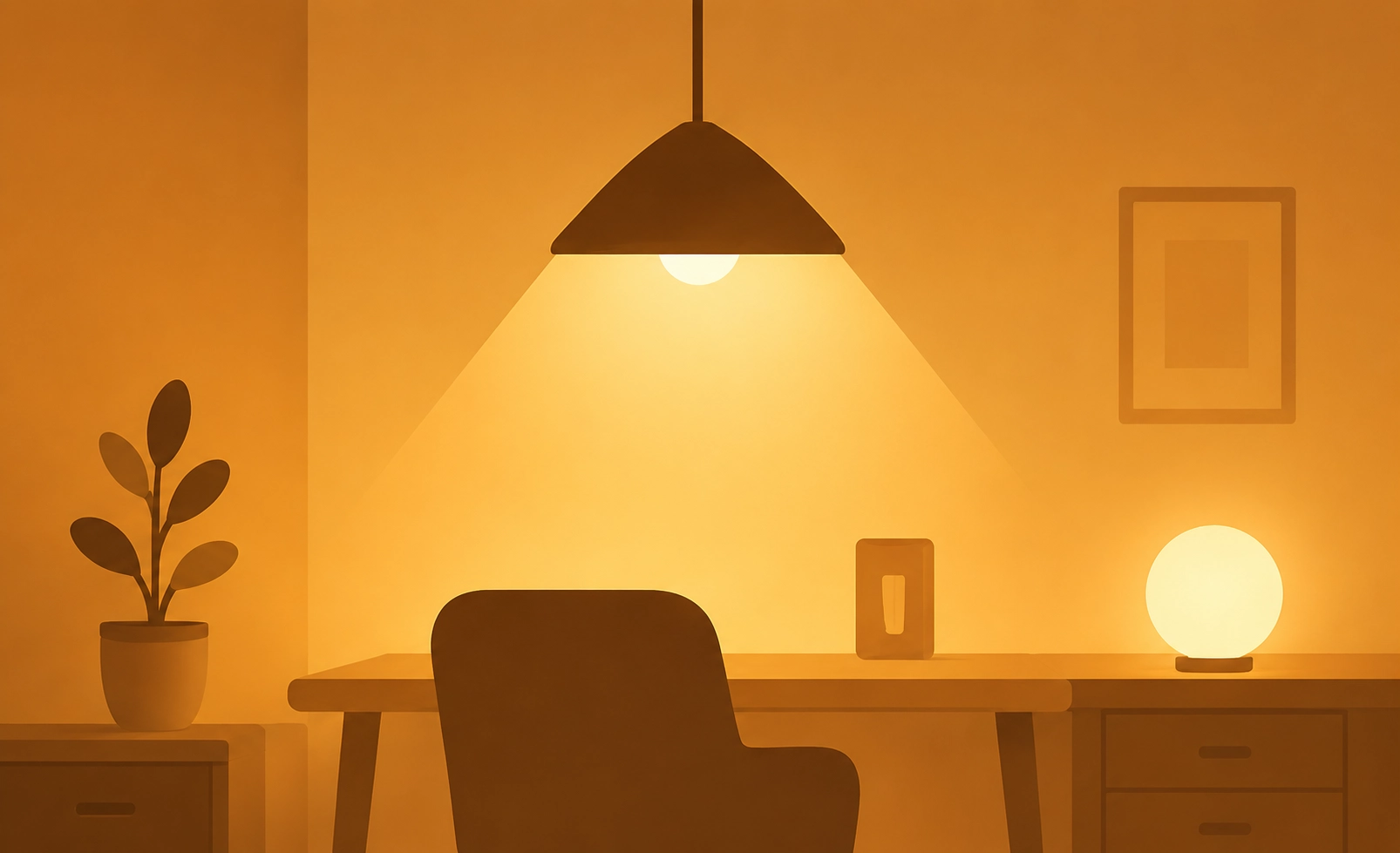Focus mode — one possible look in a warm-lit room